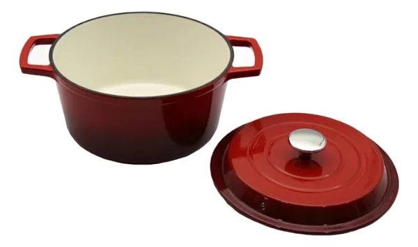 Olla De Hierro Fundido Esmaltada Roja - 28 Cm