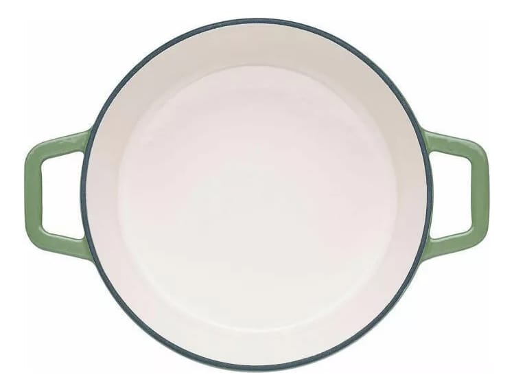 Wok Hierro Fundido Esmaltada 28 Cm Antiadherente Con Tapa