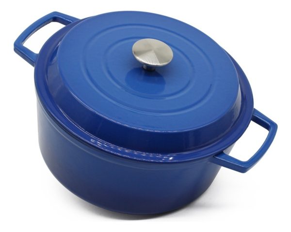 Olla De Hierro Fundido Esmaltada 20 Cm Antiadherente Azul
