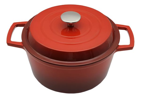 Olla De Hierro Fundido Esmaltada Roja - 28 Cm