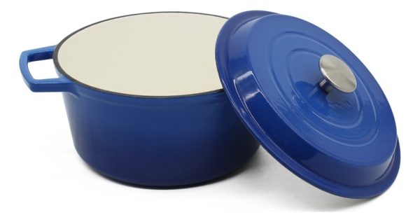 Olla De Hierro Fundido Esmaltada 24 Cm Antiadherente Azul