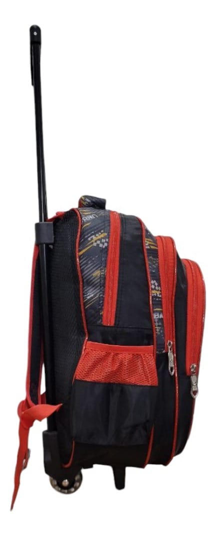 Mochila Escuela Autos Color Negro Con Carrito Para Niño