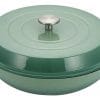 Wok Hierro Fundido Esmaltada 28 Cm Antiadherente Con Tapa