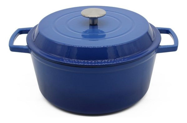Olla De Hierro Fundido Esmaltada 24 Cm Antiadherente Azul