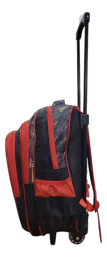 Mochila Escuela Autos Color Negro Con Carrito Para Niño