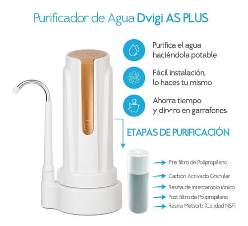 Purificador De Agua Dvigi As Plus Elimina Arsénico Color Oro