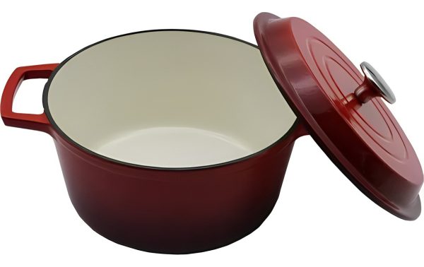 Olla De Hierro Fundido Esmaltada Roja - 28 Cm