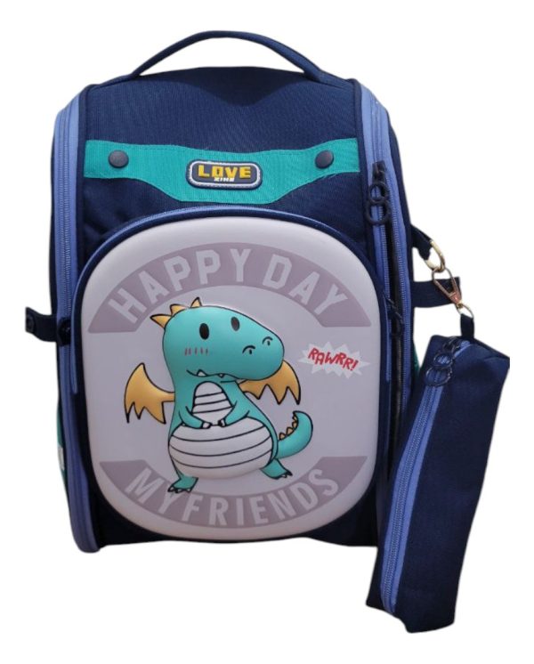 Mochila Escuela Dinosaurio Set X2 Para Niño Color Azul