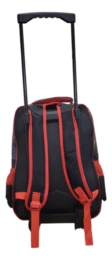 Mochila Escuela Autos Color Negro Con Carrito Para Niño