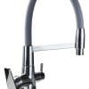 Grifo Monocomando Flexible 3 Vías Para Mesada Y Purificador