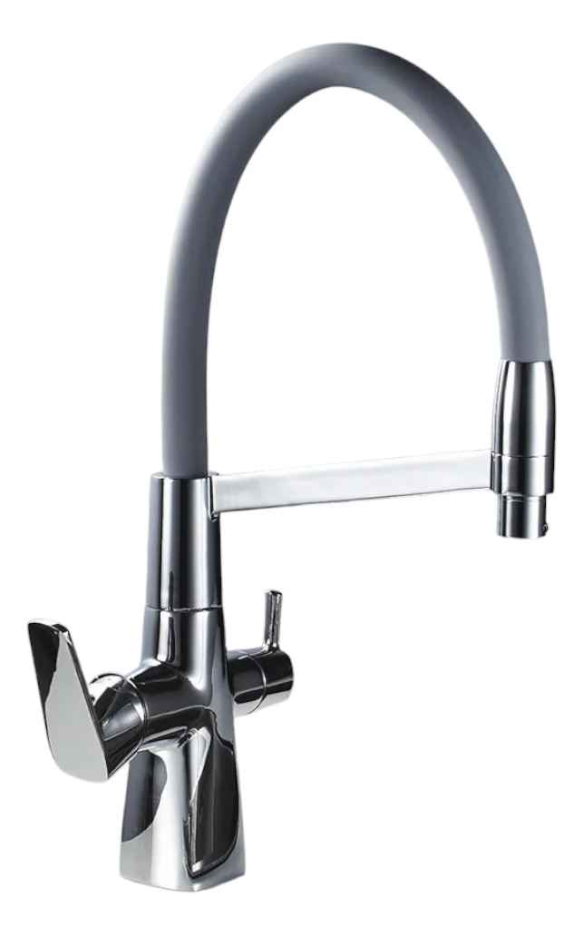 Grifo Monocomando Flexible 3 Vías Para Mesada Y Purificador