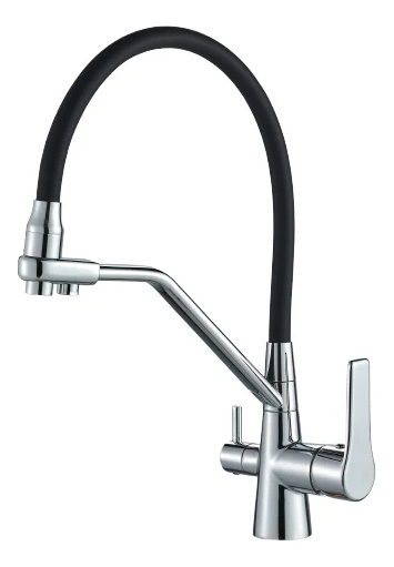 Grifo Monocomando Flexible 3 Vías Para Mesada Y Purificador