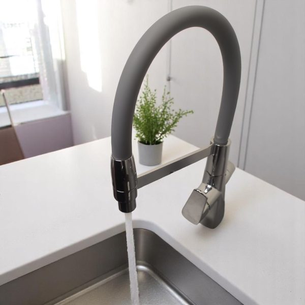 Grifo Monocomando Flexible 3 Vías Para Mesada Y Purificador