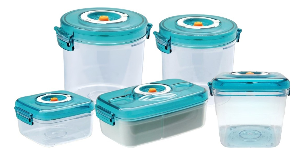 Juego De 5 Recipientes Herméticos Al Vacío Para Alimentos