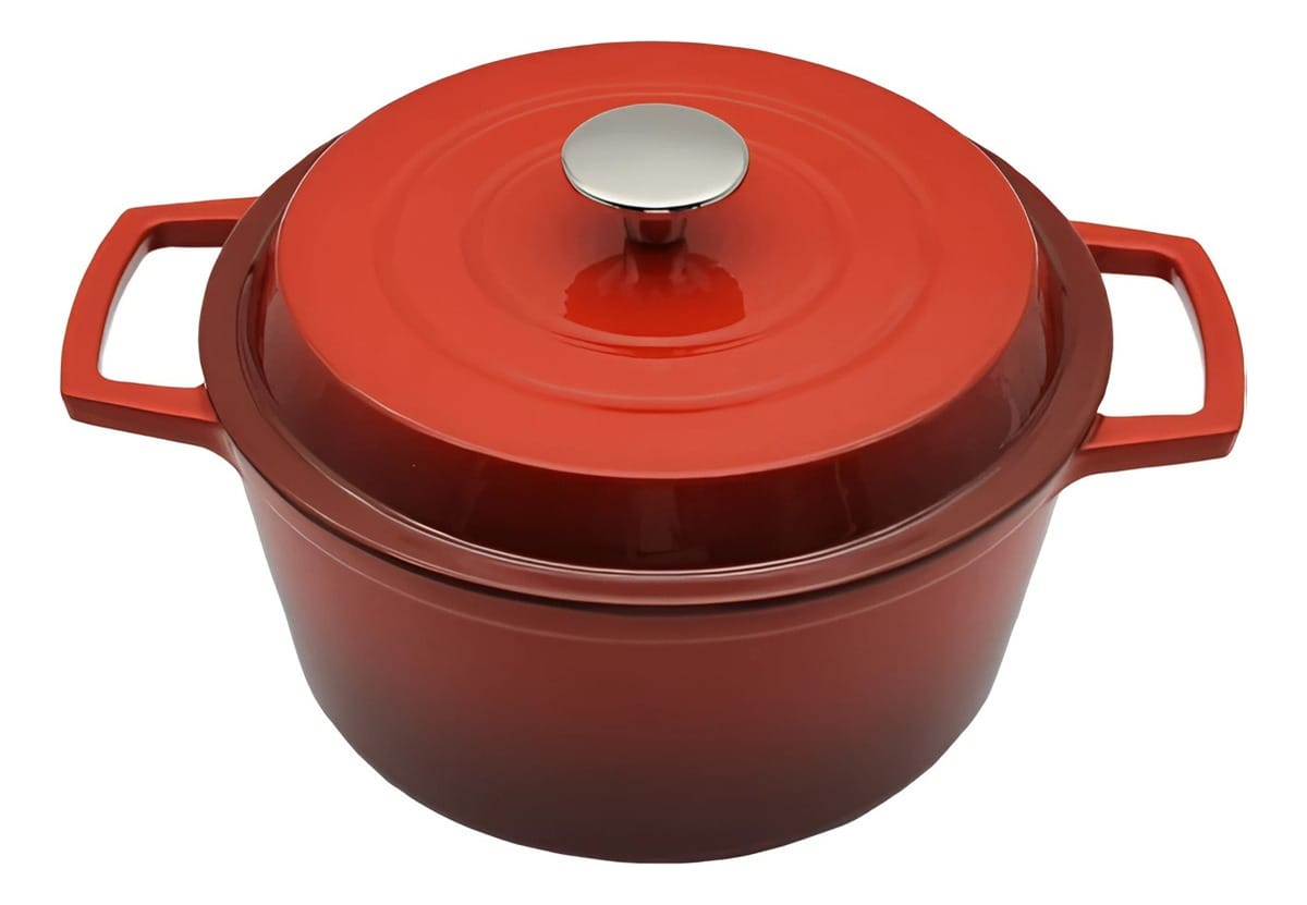 Olla De Hierro Fundido Esmaltada Roja - 28 Cm