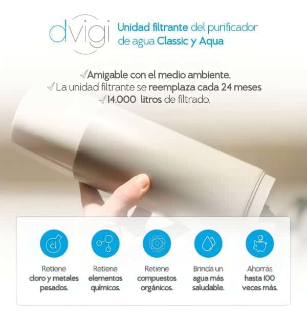 Repuesto Purificador De Agua Filtro Elimina Arsénico | Dvigi Color Gris Oscuro