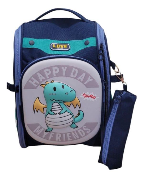 Mochila Escuela Dinosaurio Set X2 Para Niño Color Azul