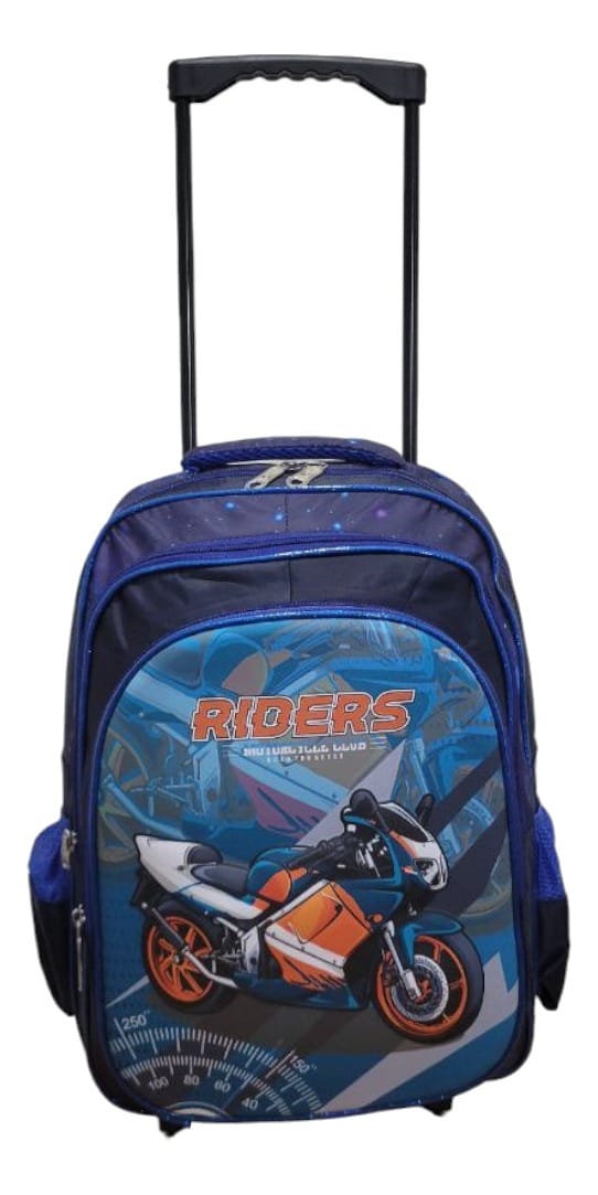 Mochila Escuela Autos Color Negro Con Carrito Para Niño