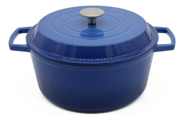 Olla De Hierro Fundido Esmaltada 20 Cm Antiadherente Azul